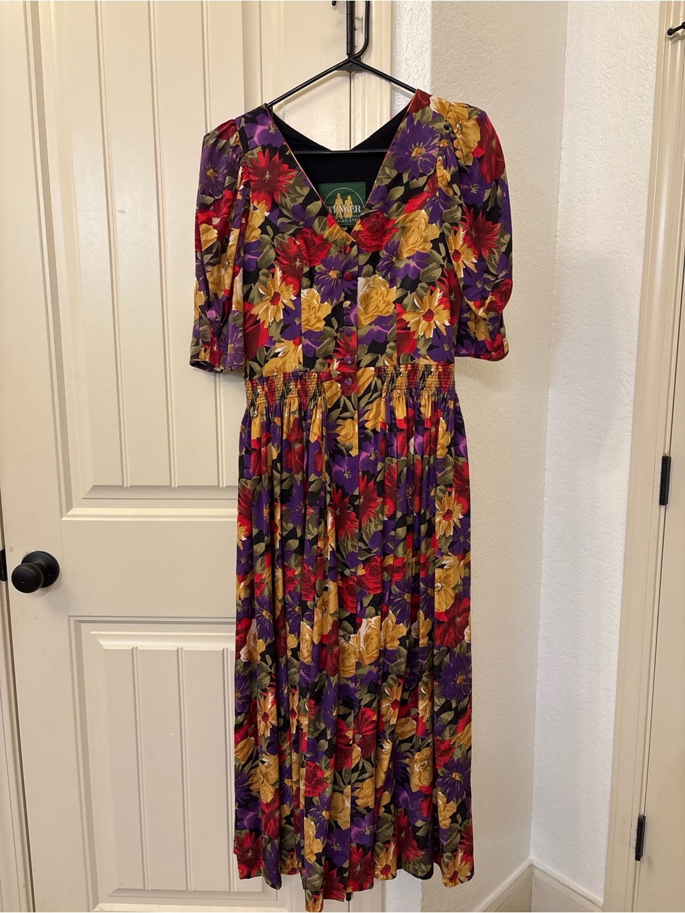 Vintage Wenger Austrian Dirndl Dress 100% Silk Trachten Size 38 Made in Austria